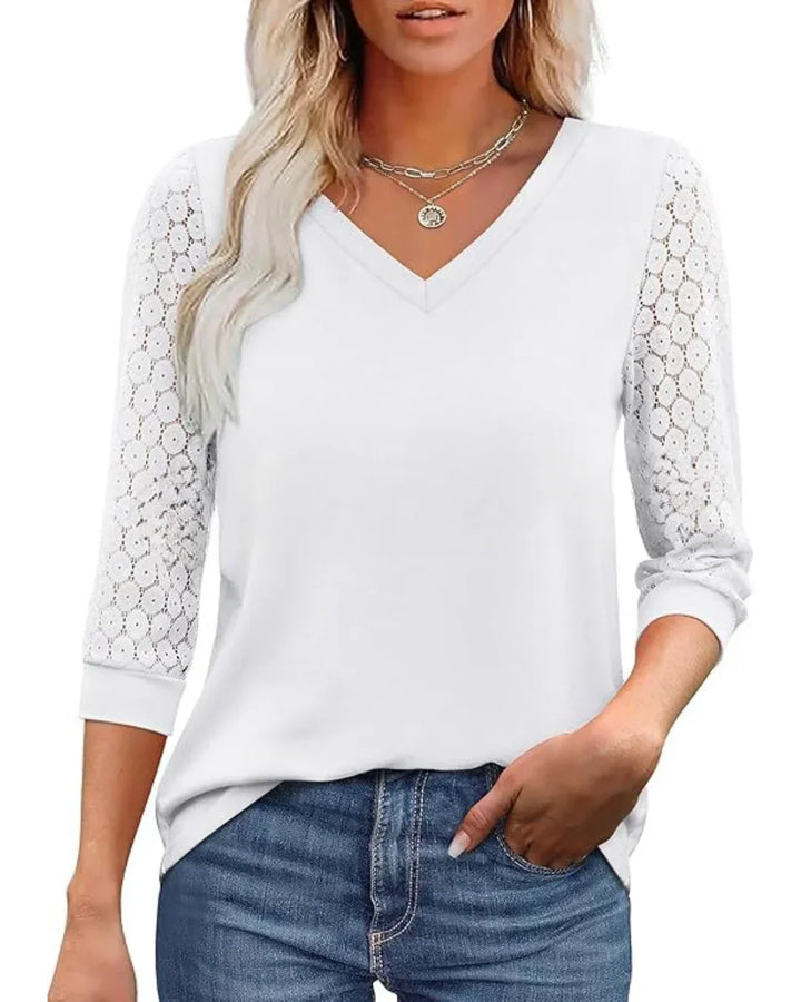 Linnea Lace Sleeve V-Neck Blouse