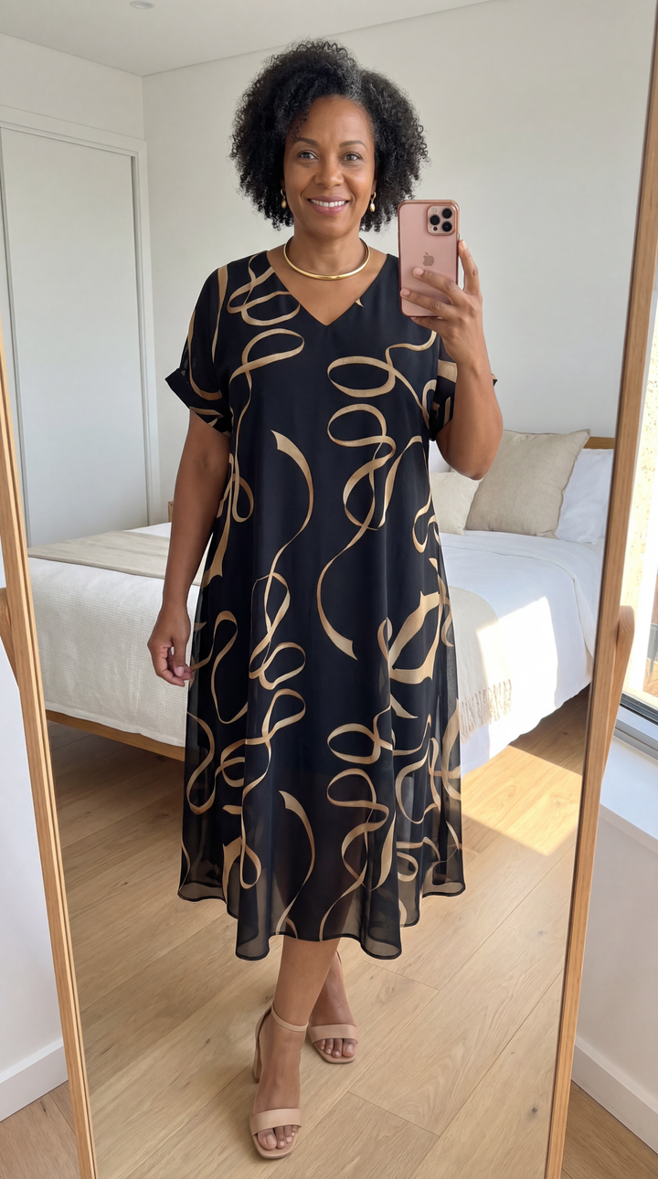 Elara V-Neck Midi Dress