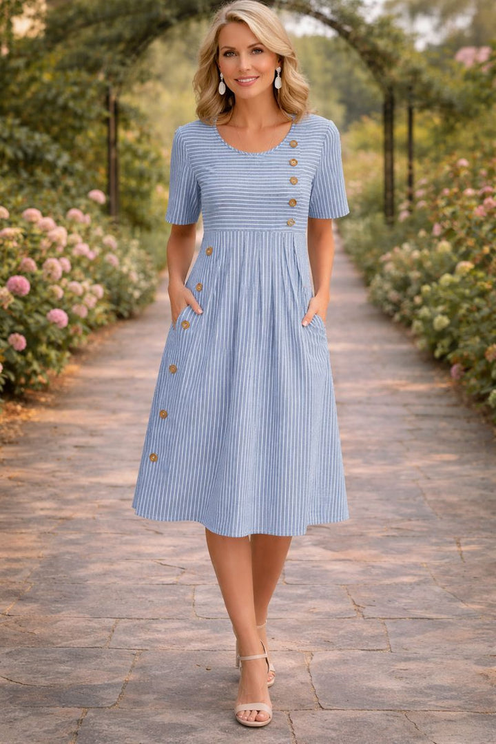 Willa Striped A-Line Midi Dress
